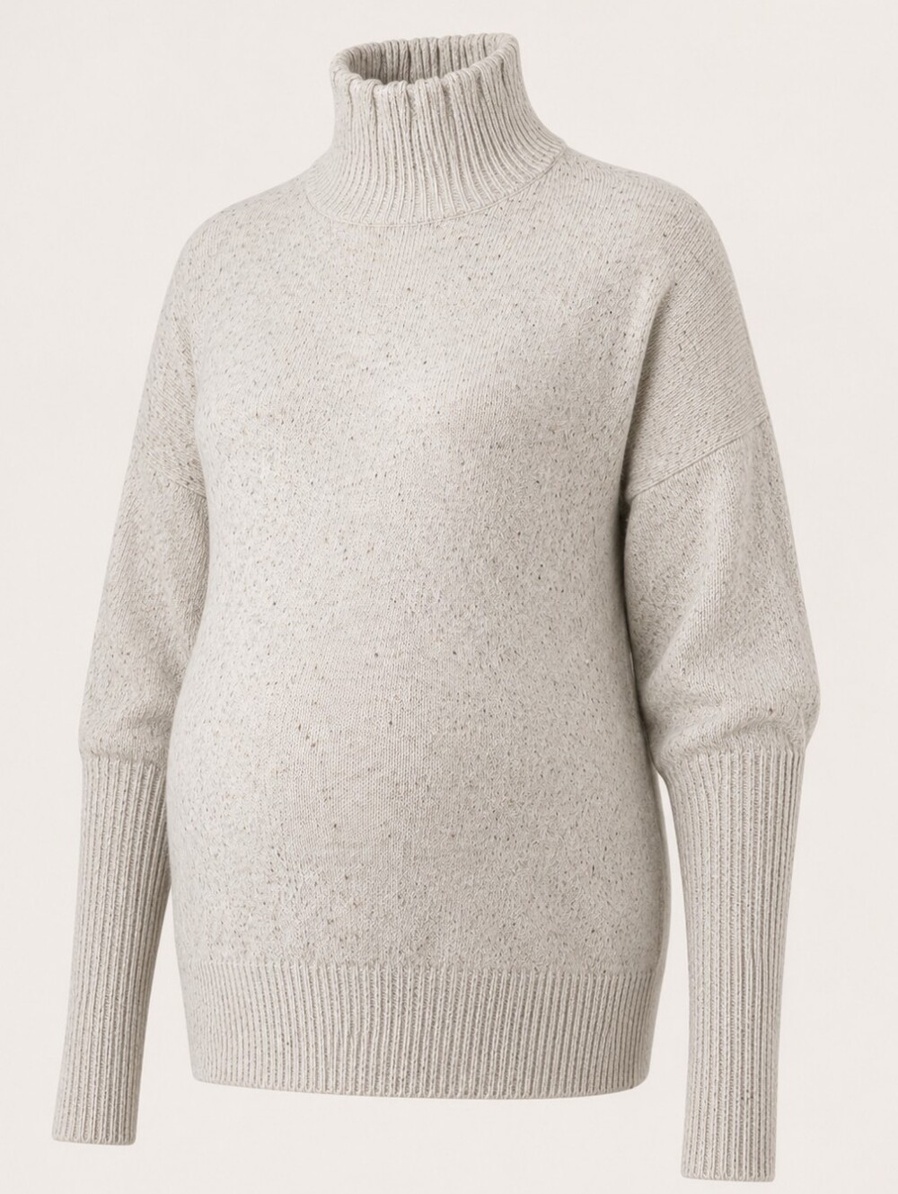 HATCH | Wool Blend Speckled Turtleneck Maternity Sweate Beige Oversized | OS